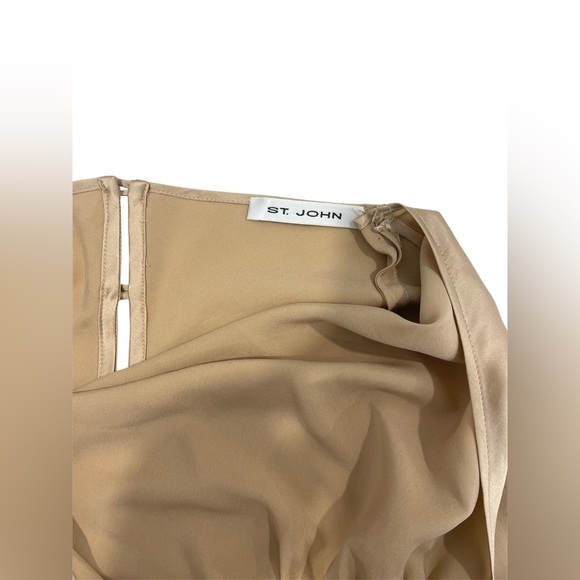 St. John Tan Champagne Satin Silk Sleeveless Halter Top Y2K 90’s Old Money XS - Picture 8 of 8